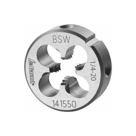 Garant 1/4in-20 HSS Round Die, for Whitworth Threads to BSW Standards, Closed/Pre-Slit Form 141550 W1/4